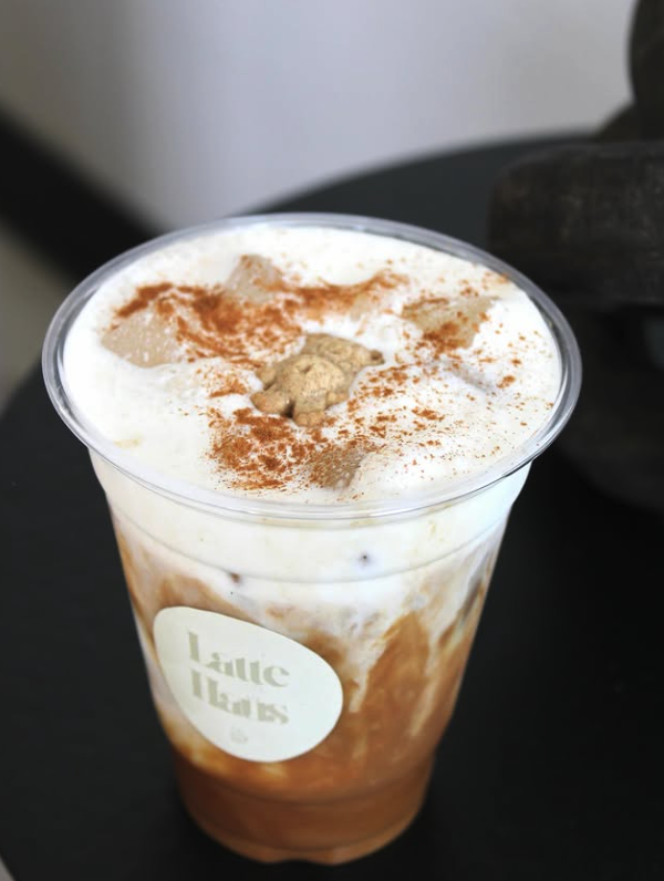 Cinnamon dusted iced drink at Latte Haus